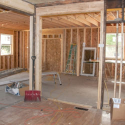 New construction addition being added to old home