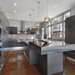 Ultra modern kitchen with stainless steel island